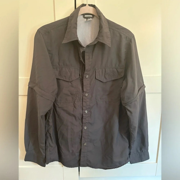 The North Face Other - The North Face Long Sleeve Cool Horizon Button Down Shirt Gray Medium Zip Sleeve